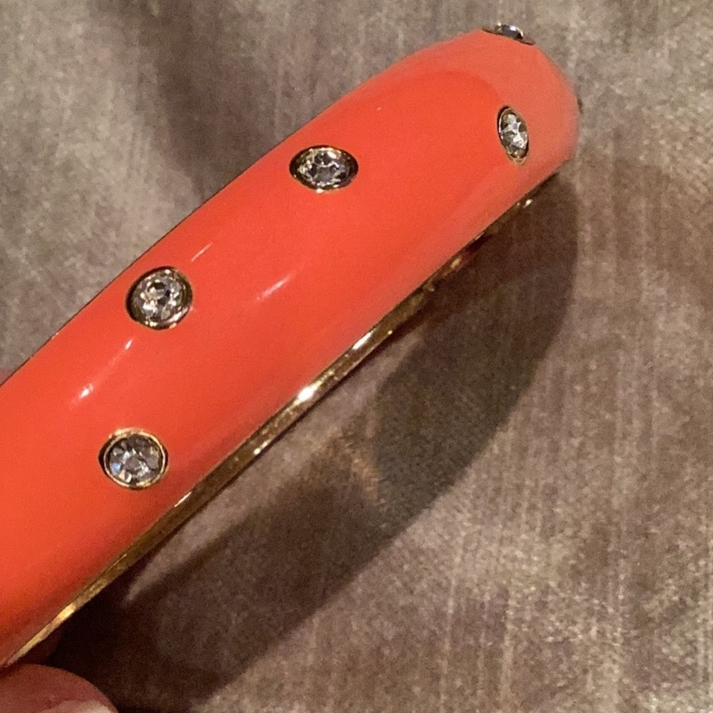 J. Crew Orange Crystal Hinged Bangle Bracelet